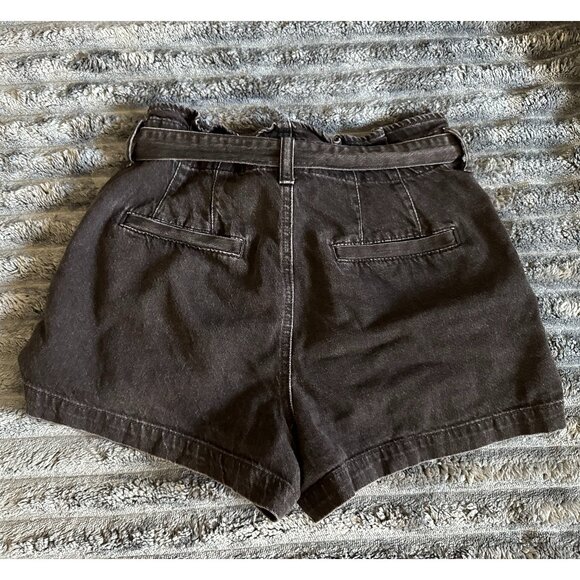 American Eagle Black High-Waisted Belted Denim Shorts – Size 4 - Picture 2 of 5